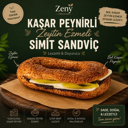KAŞAR PEYNİRLİ ZEYTİN EZMELİ SİMİT SANDVİÇ